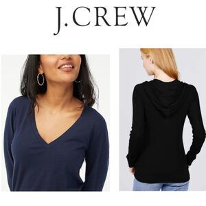 J. Crew V-Neck Long Sleeve Hooded Top